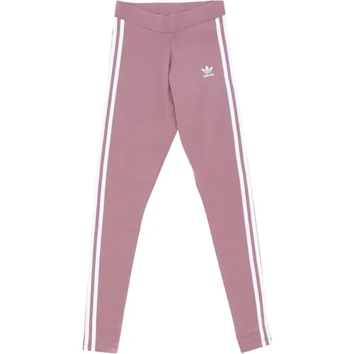 Lila 3 Streifen Leggings Elastischer Bund , Damen, Größe: 2XL - Adidas - Modalova