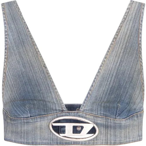 Blaue Denim-Top mit Oval D Logo - Diesel - Modalova