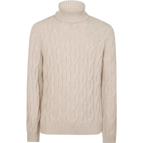 Turtlenecks, male, , Size: 2XL Natural Wool Cable Knit Sweater - Zanone - Modalova