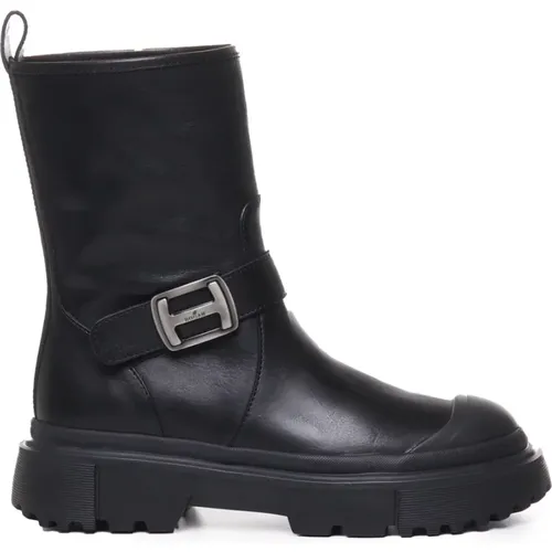 Leather Sneakers with Personalized Metal H , female, Sizes: 7 UK, 3 UK, 3 1/2 UK - Hogan - Modalova