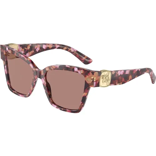 Mode Sonnenbrille in Pink und Braun , Damen, Größe: 54 MM - Dolce & Gabbana - Modalova