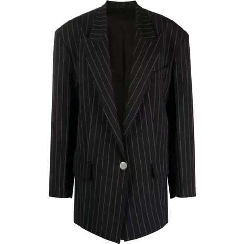 Blazers, female, , Size: S Curved Pinstripe Blazer - The Attico - Modalova