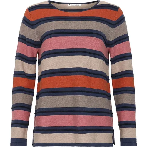 Striped Navy Knit Sweater , female, Sizes: L, XL - Mansted - Modalova