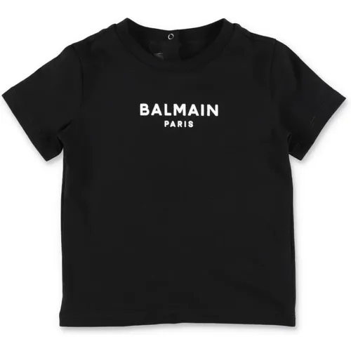 Schwarzes Baumwoll-Baby-Jungen-T-Shirt - Balmain - Modalova