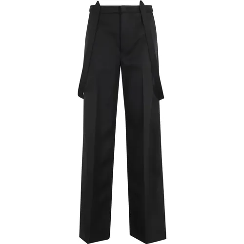 Wide Trousers, female, , Size: S Wool Straight Leg Pants - Dondup - Modalova