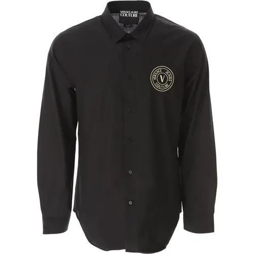 Gold V-Emblem Shirt , male, Sizes: L, M, S, 2XL, XL - Versace Jeans Couture - Modalova