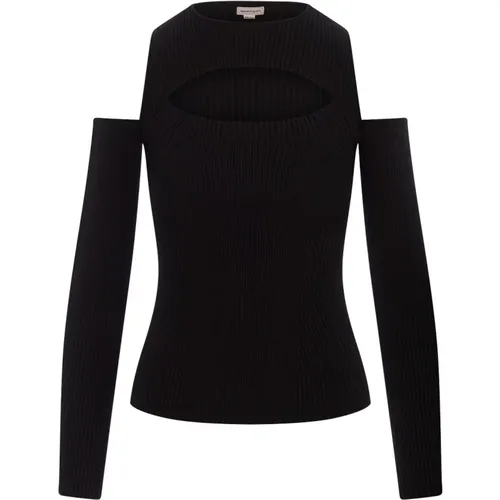 Ribbed Knit Top with Cut-Out Details , female, Sizes: S, XS, M - alexander mcqueen - Modalova