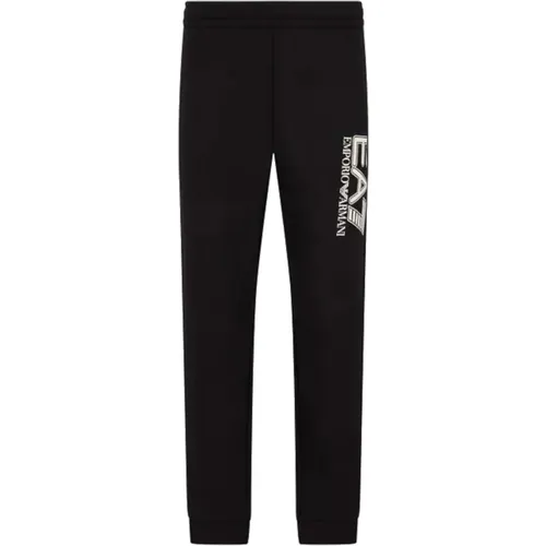 Schwarze Baumwoll-Jogger mit weißem Logo-Druck , Herren, Größe: L - Emporio Armani EA7 - Modalova