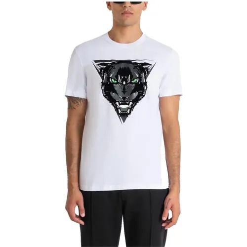 T-Shirts, male, , Size: L Panther Print Cotton T-shirt - Antony Morato - Modalova