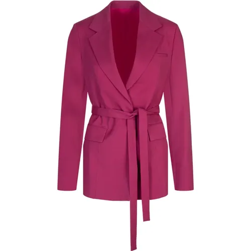 Blazers, female, , Size: S Fuchsia Belted Wool Jacket - Lanvin - Modalova