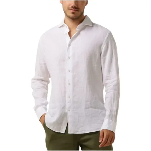 Weißes Leinenhemd X-cutaway Stil,Mint Leinen X-Cutaway Hemd,Herren Leinen X-Cutaway Hemd,Leinen X-Cutaway Hemd - Profuomo - Modalova