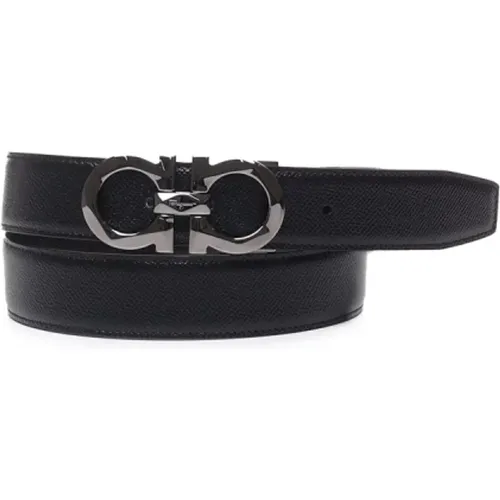 Belts, male, , Size: 90 CM Leather Iconic Buckle Belt - Salvatore Ferragamo - Modalova