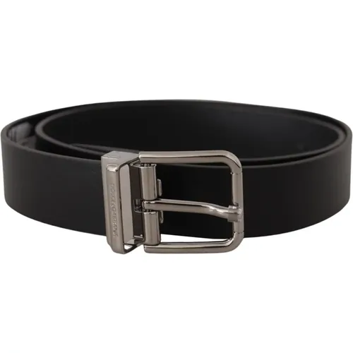 Belts, male, , Size: 85 CM Leather Logo Buckle Belt - Dolce & Gabbana - Modalova