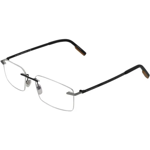 Glasses, male, , Size: ONE SIZE Rectangle Metal Optical Frames - Ermenegildo Zegna - Modalova