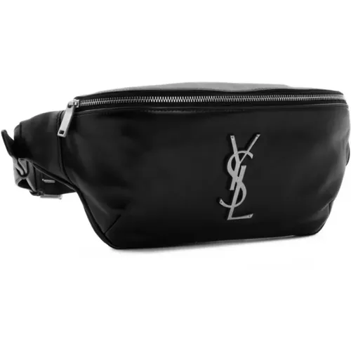 Belt Bags, male, , Size: ONE SIZE Lamb Leather Belt Bag with Logo - Saint Laurent - Modalova