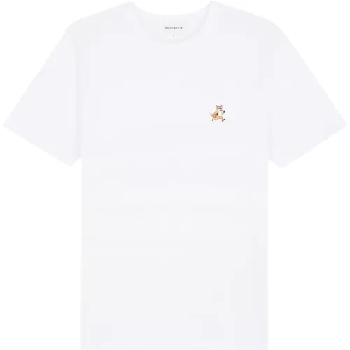 T-Shirts,Speedy Fox Weißes T-Shirt,Speedy Fox Patch Weißes T-Shirt - Maison Kitsuné - Modalova