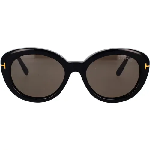Klassische Cat-eye Sonnenbrille in Schwarz mit Rauchgläsern - Tom Ford - Modalova