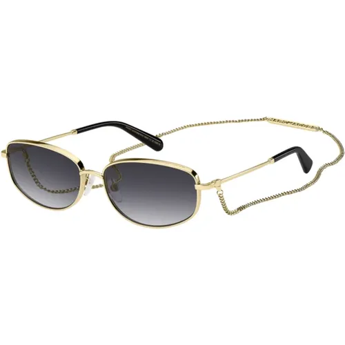 Sunglasses, female, , Size: 60 MM Black Gold Sunglasses with Grey Shaded - Marc Jacobs - Modalova