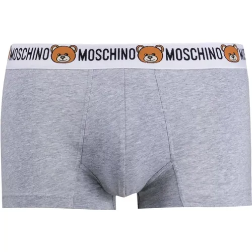 Bottoms, male, , Size: XL Grey Teddy Waistband Brief Boxers - Moschino - Modalova