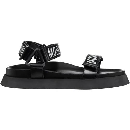 Flat Sandals, male, , Size: 13 US Velcro Strap Sandals Solid Color - Moschino - Modalova