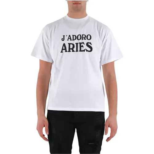 Front Print Regular Fit T-shirt , Herren, Größe: M - Aries - Modalova