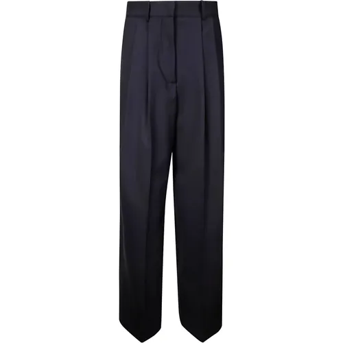 Wool Palazzo Trousers with Pleats , female, Sizes: M, XS, S - P.a.r.o.s.h. - Modalova