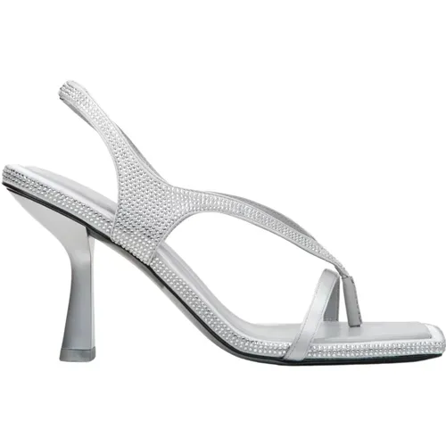 Damen Silberne Absatz Diamant Sandalen Er00114301 - Estro - Modalova