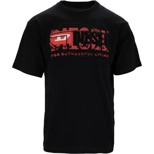 T-Shirts, male, , Size: XS Pull-On T-shirt with Ribbed Collar - Diesel - Modalova