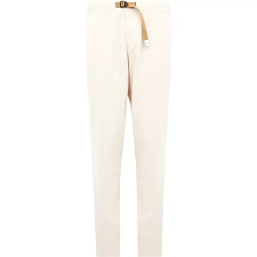 Sand, Chinos, male, , Size: L Cotton Trousers with Belt Elasticized Waistband - White Sand - Modalova