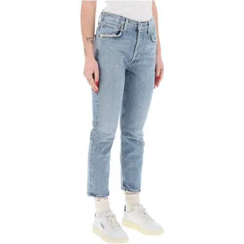 High-waisted straight cropped jeans in the , female, Sizes: W27, W29, W28 - Agolde - Modalova