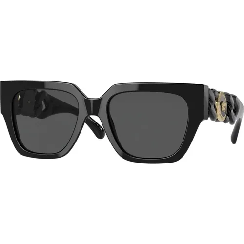 Schwarze/Graue Sonnenbrille,Havana Sonnenbrille mit Dunkelbronze,Dunkel Havana/Braune Sonnenbrille,Weiß/Graue Sonnenbrille - Versace - Modalova