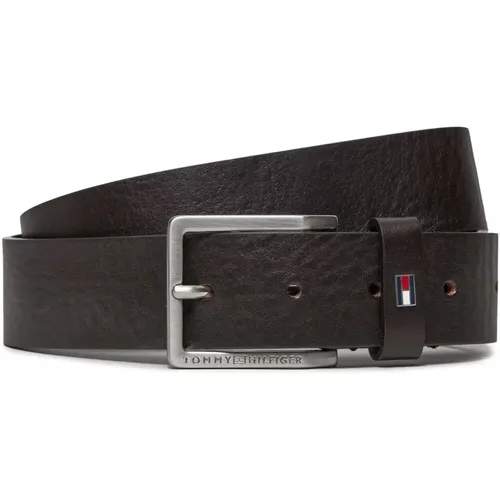 Belts, male, , Size: 115 CM Leather Belt with Buckle Fastening - Tommy Hilfiger - Modalova