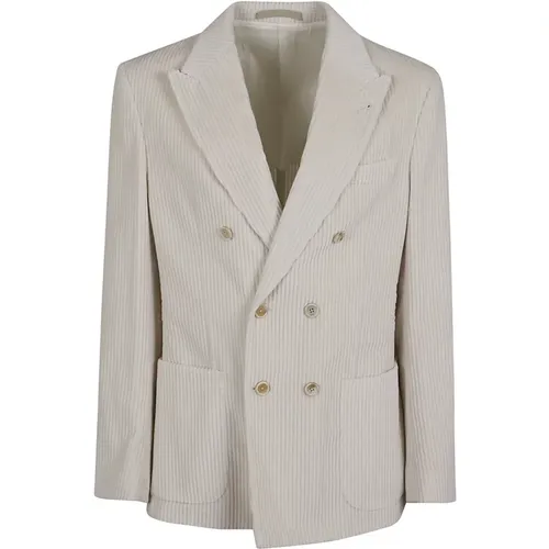 Blazers, male, , Size: M Sand Double Breasted Blazer - Eleventy - Modalova