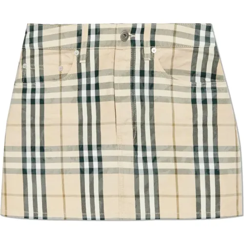 Short Skirts, female, , Size: 2XS Skirt with check pattern - Burberry - Modalova