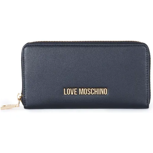 Schwarzes Portemonnaie mit Metall-Logo - Love Moschino - Modalova