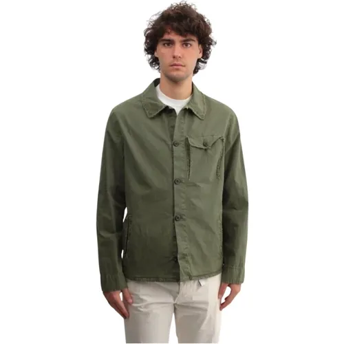Grüne Jacke Hemd mit Knopfverschluss , Herren, Größe: XS - White Sand - Modalova
