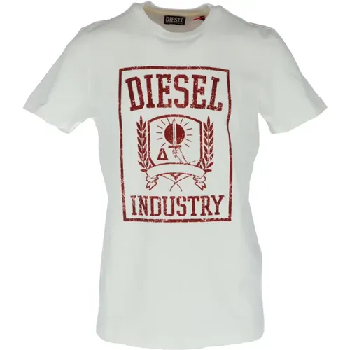 Weißes Bedrucktes T-Shirt Frühling/Sommer A06800 , Herren, Größe: S - Diesel - Modalova