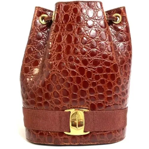 Pre-owned Bucket Bags, female, , Size: ONE SIZE Pre-owned Leather shoulder-bags - Salvatore Ferragamo Pre-owned - Modalova