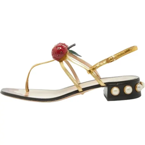 Pre-owned Sandals, female, , Size: 7 1/2 US Pre-owned Leather sandals - Gucci Vintage - Modalova