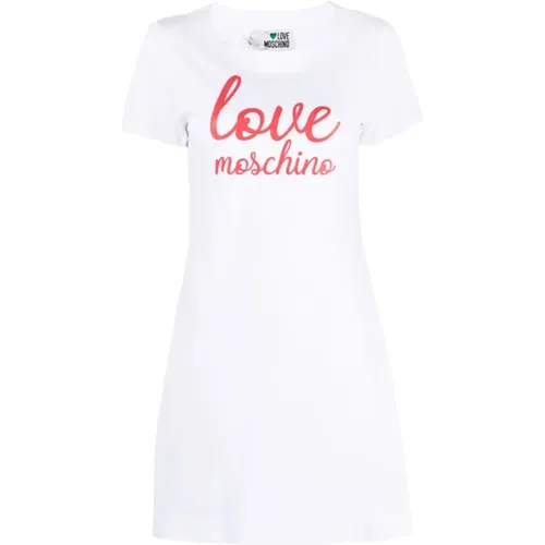 Logo-Print Cotton T-Shirt Dress , female, Sizes: L, S, M, XS, 2XS - Love Moschino - Modalova