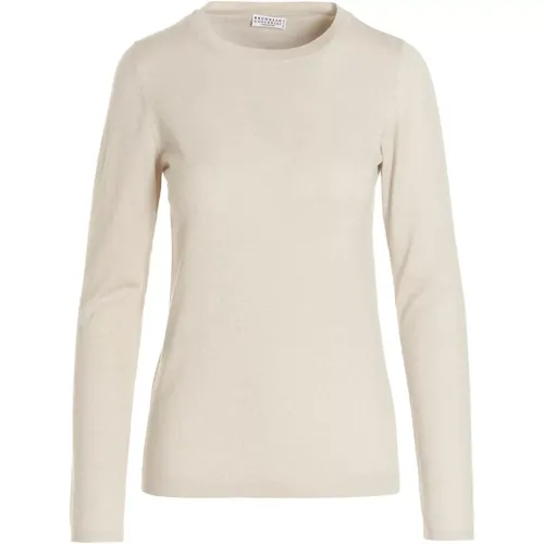 Fine Knit Long Sleeve Sweater , female, Sizes: 2XS - BRUNELLO CUCINELLI - Modalova