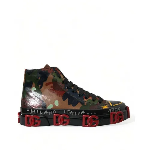 Sneakers, male, , Size: 7 US Camouflage High Top Sneakers - Dolce & Gabbana - Modalova