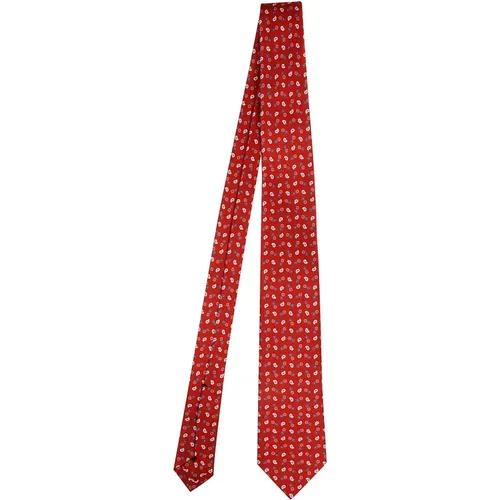 Ties, male, , Size: ONE SIZE Red Silk Pattern Tie - Errico Formicola - Modalova