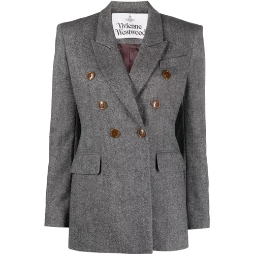 Blazers, female, , Size: 2XS Grey Double-Breasted Blazer - Vivienne Westwood - Modalova