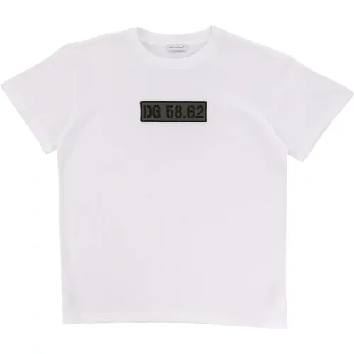 Kinder Weißes T-Shirt Regular Fit - Dolce & Gabbana - Modalova