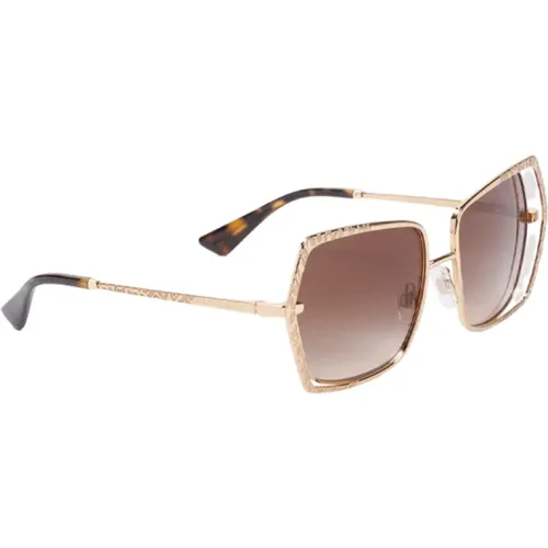 Metallic Butterfly Sunglasses with Leopard Details , female, Sizes: ONE SIZE - Dolce & Gabbana - Modalova