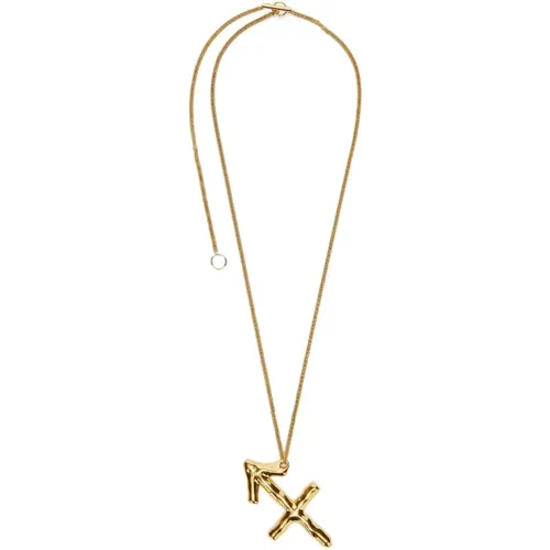 Necklaces, female, , Size: ONE SIZE Golden Sagittarius Zodiac Pendant Necklace - Jil Sander - Modalova