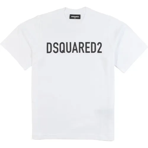 Weißes Logo-Verlängerungs-T-Shirt - Dsquared2 - Modalova