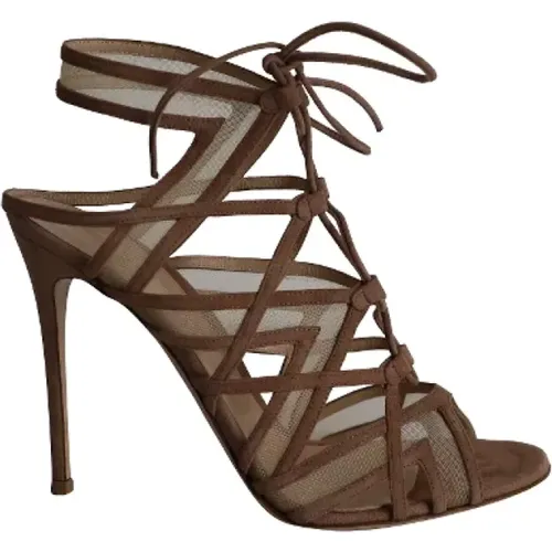 Pre-owned Sandals, female, , Size: 11 US Pre-owned Suede sandals - Gianvito Rossi Pre-owned - Modalova