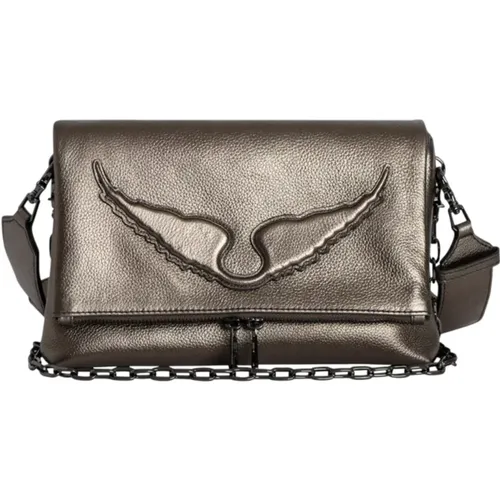 Graue Leder-Rocky-Tasche mit abnehmbarem Riemen - Zadig & Voltaire - Modalova